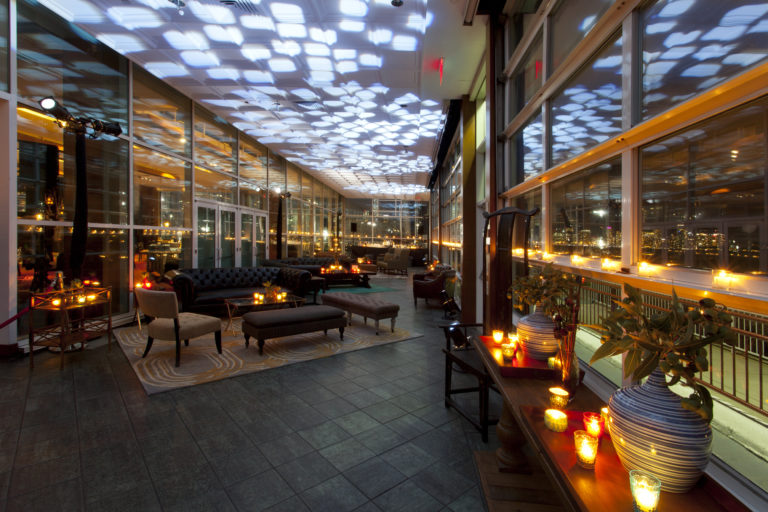 The all season terrace set up for cocktail hour at Pier Sixty