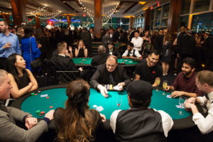 Happy people playing poker