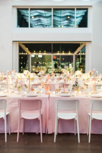 Dinner set at Current in pink and white