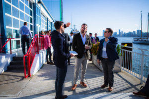 Attendees enjoying their coffee break in the Pier Sixty Veranda