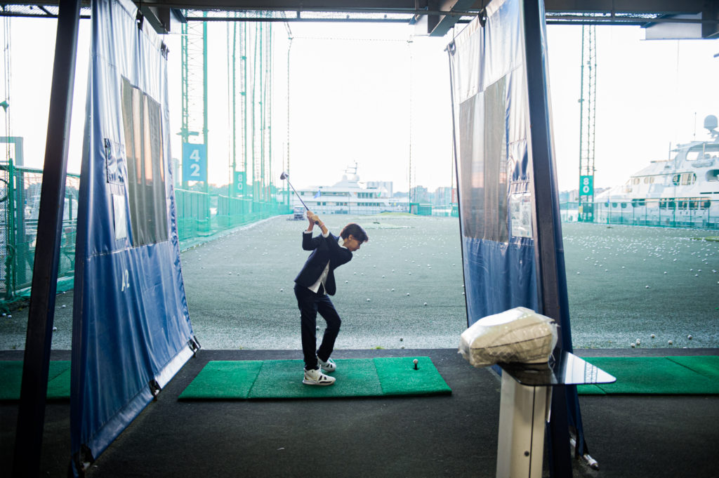Golfing in our Golf Club House that connects to Current