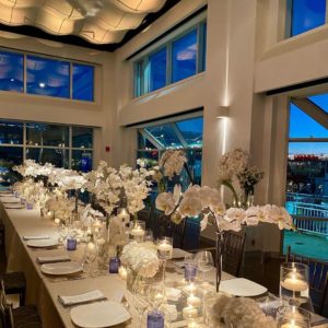 Current set for a wedding, showcasing a head table