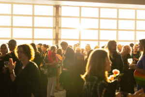 Cocktail hour taking place, guest talking to each other