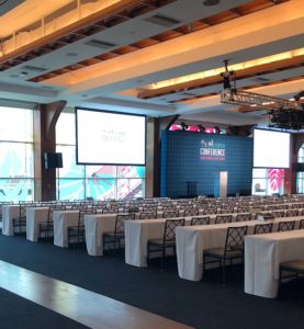 Meeting set in classroom style at Pier Sixty