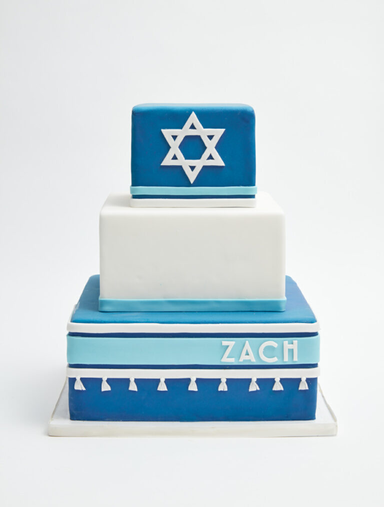 tiered modern mitzvah cake