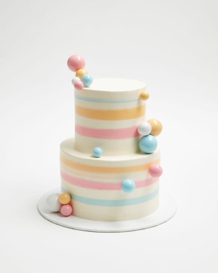 stripes & bubbles mitzvah cake