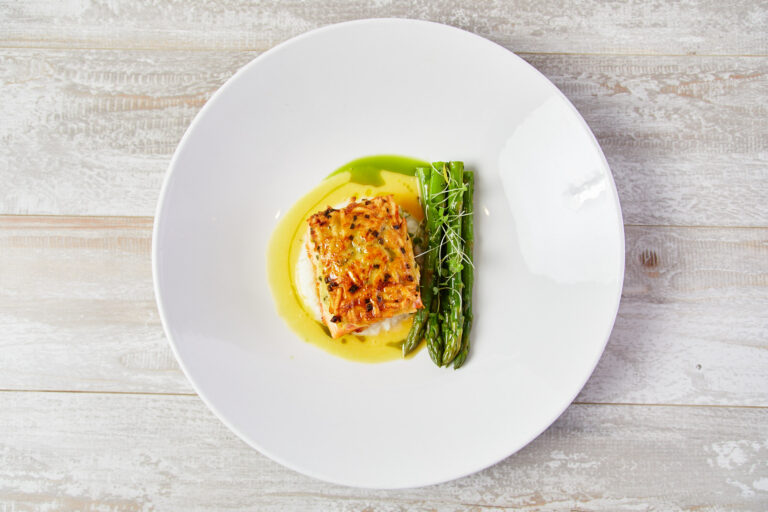 crispy potato chive crusted salmon