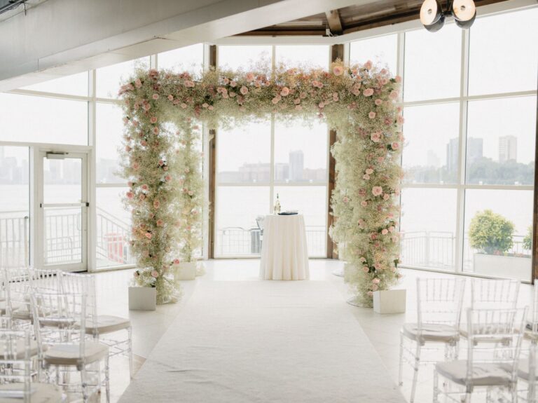 The Lighthouse, Pier 61 Wedding Altar and view of Jersey City