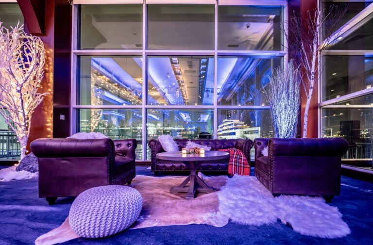 Cozy Lounge with a great view at a Holiday Party at The Pier Sixty Collection