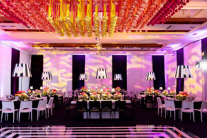 Black and White Deco, walls, dance floor at a Mitzvah at Pier Sixty