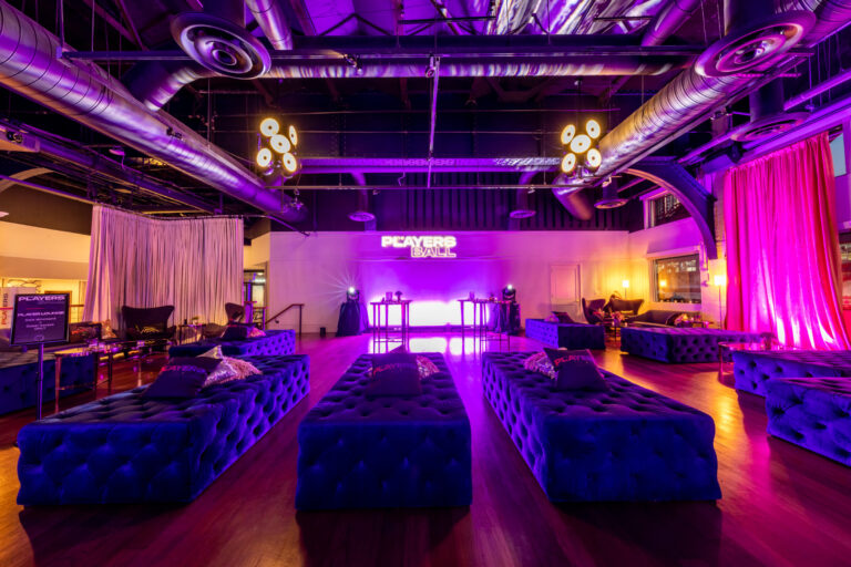 lounge set up for Cocktail reception The Players Ball at The Lighthouse Pier 61