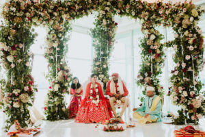 Indian Weddings - Bride and Groom in the Ceremony for the Taylor + Priyank at Pier Sixty