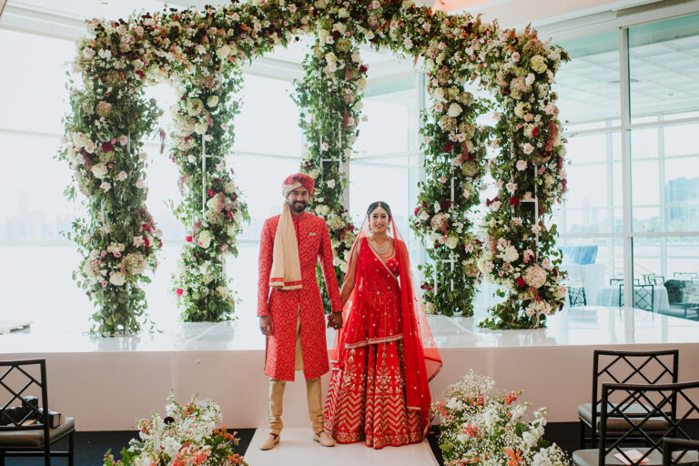 Indian Weddings - Bride and Groom in the BRide and Groom in the Ceremony Room for Taylor + Priyank Wedding at Pier Sixty