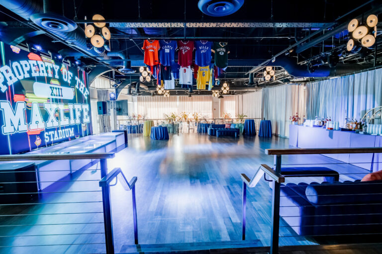 Dance Floor in a Met Life & Sport Theme for Max Mitzvah at The Lighthouse