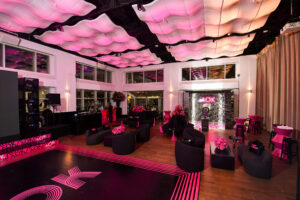 Lounge Set up in Black and Hot Pink Theme at Mitzvah at Current