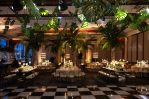 black and white checkered dance floor palm trees pier sixty