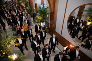 People walking in gallery shot pier sixty