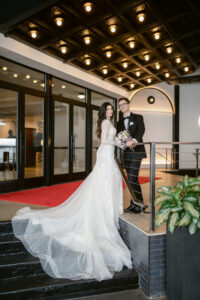 The Lighthouse Wedding Couple on Entrance Stairs