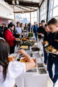 Guests grabbing lunch on The Lighthouse All Season Terrace