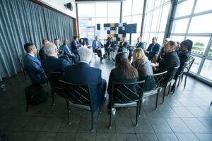 Breakout circle on the terrace of executive meeting